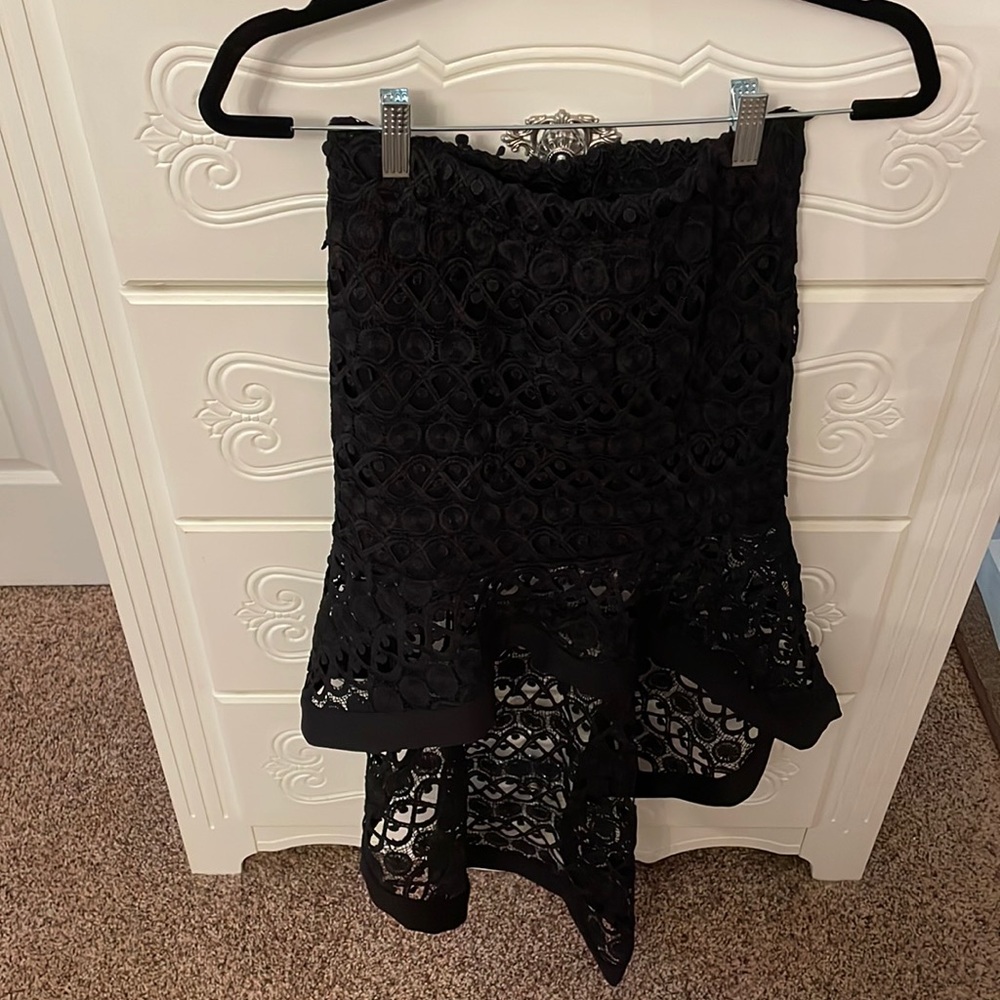 Black lace high low skirt
